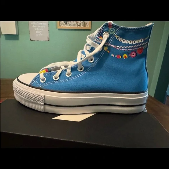 Converse Blue and White High-Top Sneakers - Picture 3 of 4